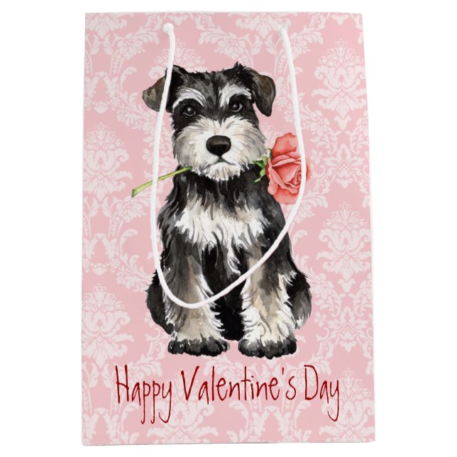 Valentine Rose Mini Schnauzer Medium Gift Bag (Front)