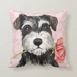 Valentine Rose Mini Schnauzer Throw Pillow