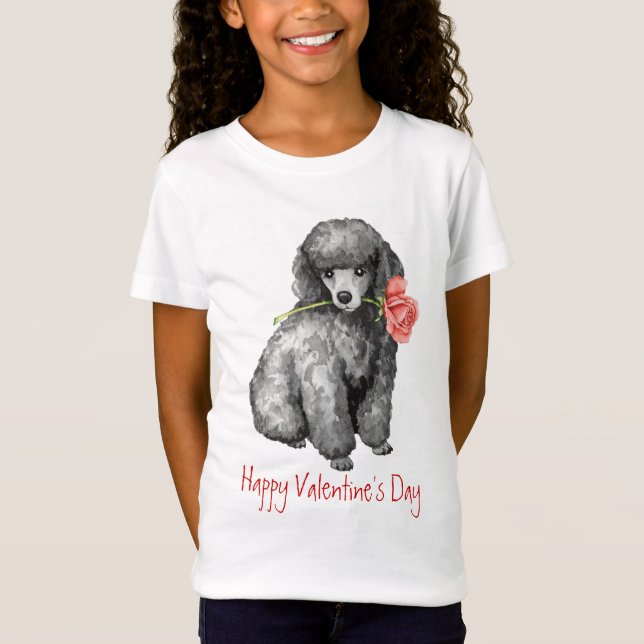Valentine Rose Miniature Poodle T-Shirt (Front)