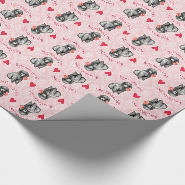 Valentine Rose Miniature Poodle Wrapping Paper (Corner)