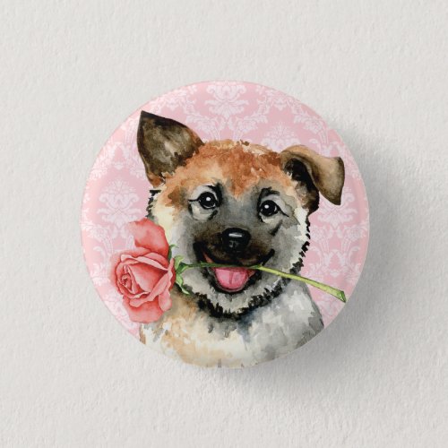 Valentine Rose Norwegian Elkhound Button