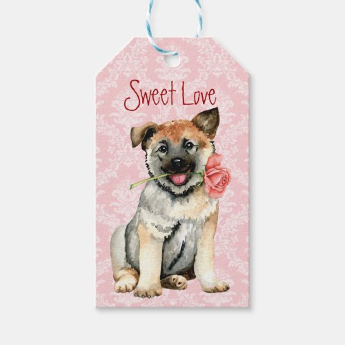 Valentine Rose Norwegian Elkhound Gift Tags
