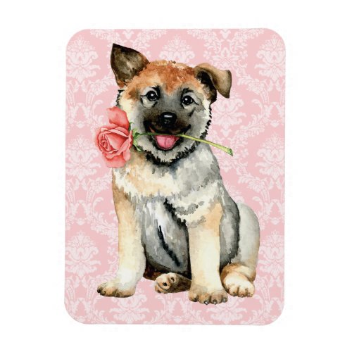 Valentine Rose Norwegian Elkhound Magnet