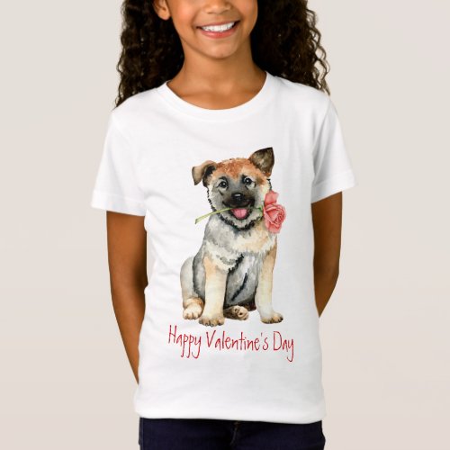 Valentine Rose Norwegian Elkhound T_Shirt