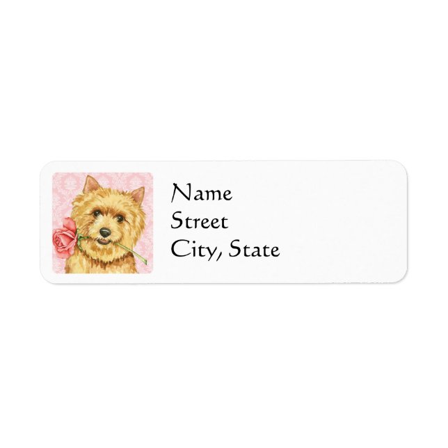 Valentine Rose Norwich Terrier Label (Front)