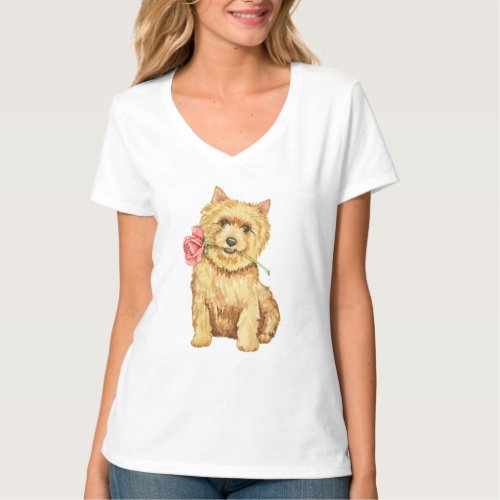 Valentine Rose Norwich Terrier T_Shirt