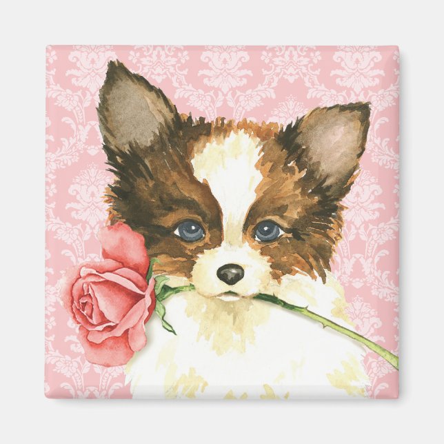 Valentine Rose Papillon Magnet (Front)
