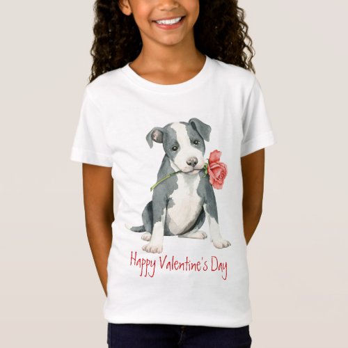 Valentine Rose Pit Bull T_Shirt