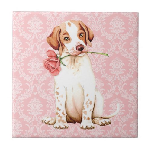 Valentine Rose Pointer Ceramic Tile