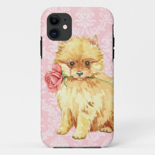Valentine Rose Pomeranian iPhone 11 Case