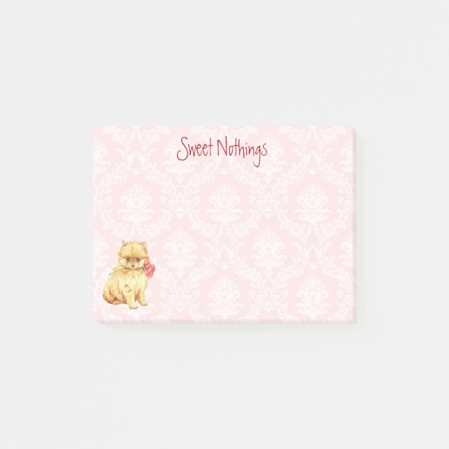 Valentine Rose Pomeranian Post-it Notes (Front)