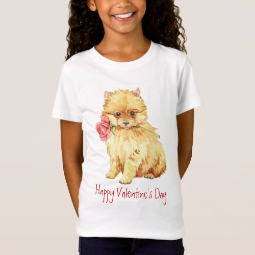 Valentine Rose Pomeranian T_Shirt