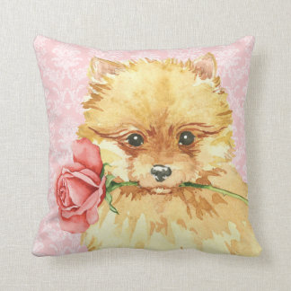 Valentine Rose Pomeranian Throw Pillow