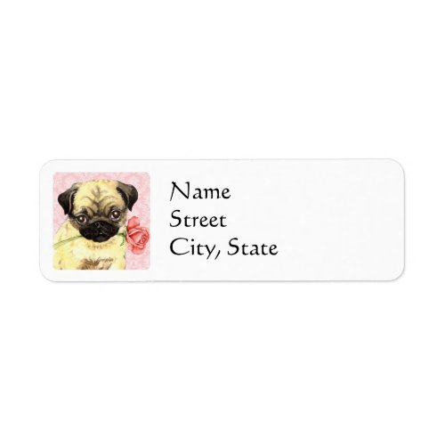 Valentine Rose Pug Label