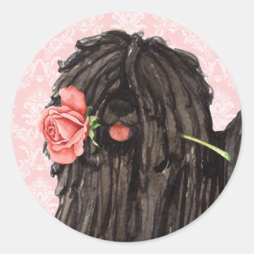 Valentine Rose Puli Classic Round Sticker