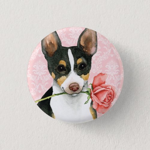 Valentine Rose Rat Terrier Button