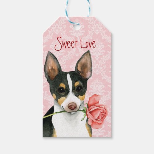 Valentine Rose Rat Terrier Gift Tags