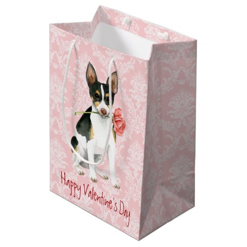 Valentine Rose Rat Terrier Medium Gift Bag