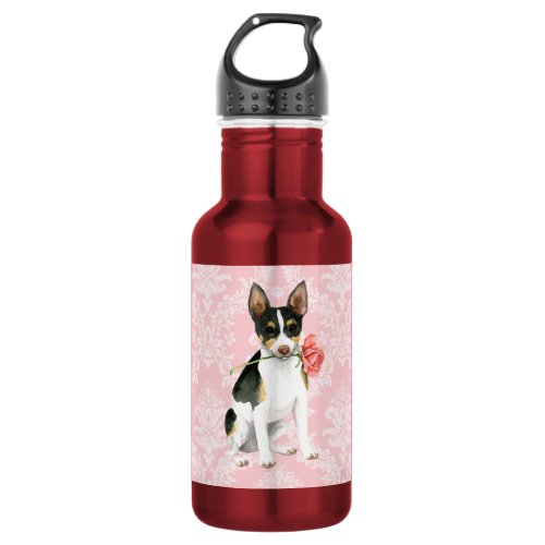 Valentine Rose Rat Terrier Stainless Steel Water Bottle