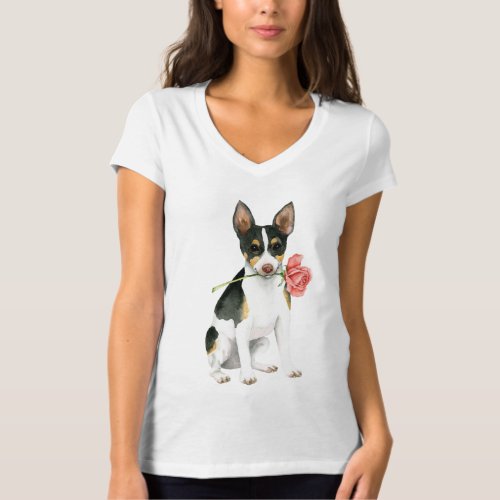 Valentine Rose Rat Terrier T_Shirt