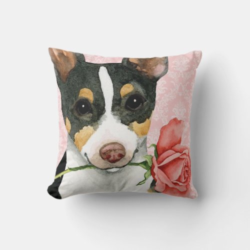 Valentine Rose Rat Terrier Throw Pillow