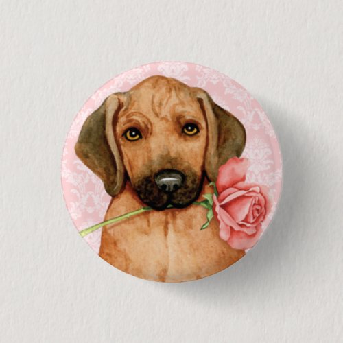 Valentine Rose Rhodesian Ridgeback Button