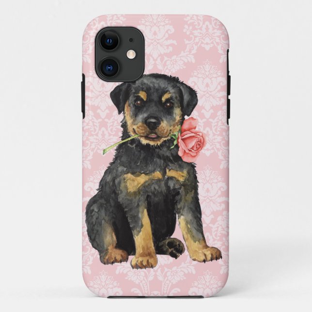 Valentine Rose Rottweiler Case-Mate iPhone Case (Back)