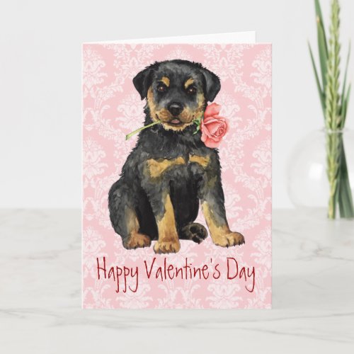 Valentine Rose Rottweiler Holiday Card