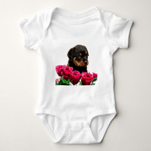 Valentine Rose Rottweiler Puppy Baby Bodysuit