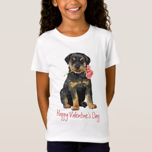 Valentine Rose Rottweiler T_Shirt