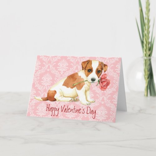 Valentine Rose Russell Terrier Holiday Card