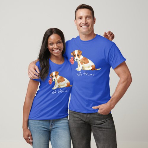 Valentine Rose Russell Terrier T_Shirt