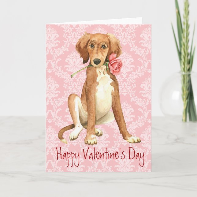 Valentine Rose Saluki Holiday Card (Front)