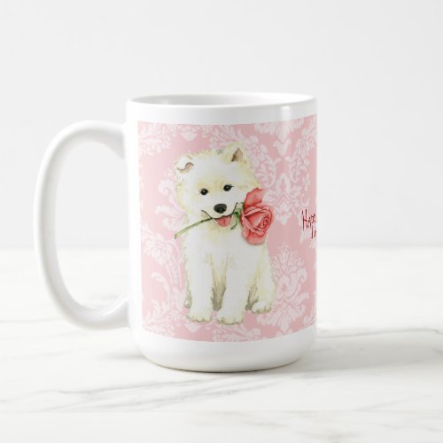 Valentine Rose Samoyed Coffee Mug