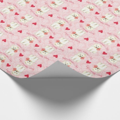 Valentine Rose Samoyed Wrapping Paper