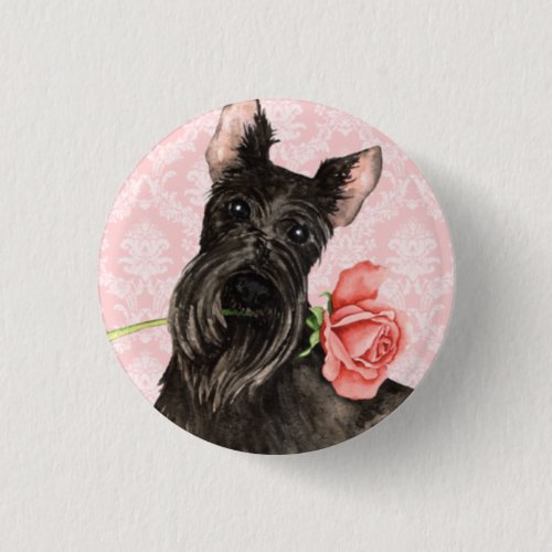 Valentine Rose Scottish Terrier Button