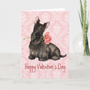 Valentine Rose Scottish Terrier Holiday Card
