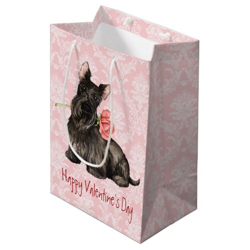 Valentine Rose Scottish Terrier Medium Gift Bag