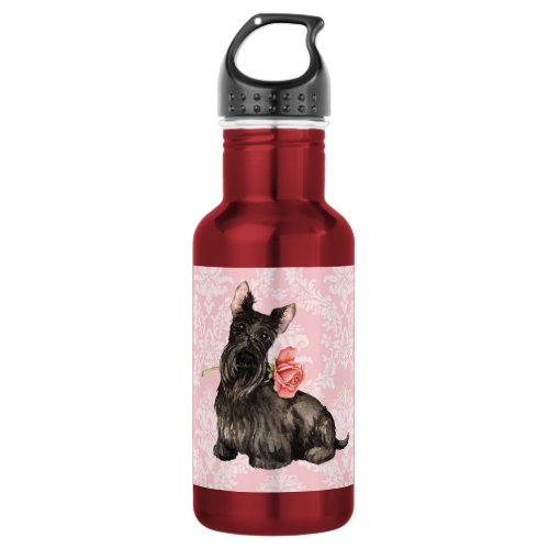 Valentine Rose Scottish Terrier Stainless Steel Water Bottle