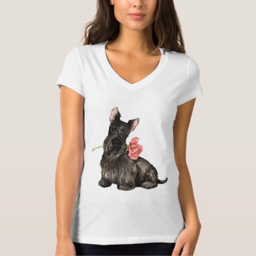 Valentine Rose Scottish Terrier T_Shirt