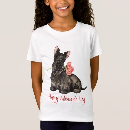 Valentine Rose Scottish Terrier T_Shirt