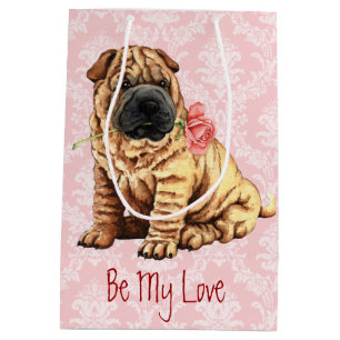 Valentine Rose Shar-Pei Medium Gift Bag