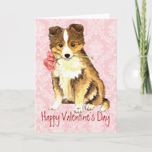 Valentine Rose Sheltie Holiday Card