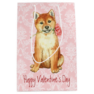 Valentine Rose Shiba Inu Medium Gift Bag