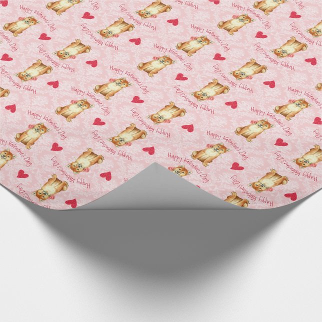 Valentine Rose Shiba Inu Wrapping Paper (Corner)
