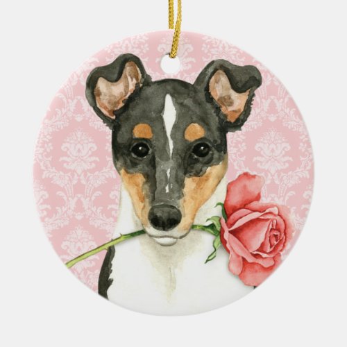 Valentine Rose Smooth Collie Ceramic Ornament