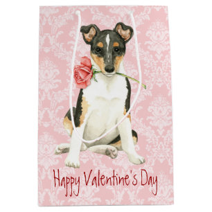 Valentine Rose Smooth Collie Medium Gift Bag
