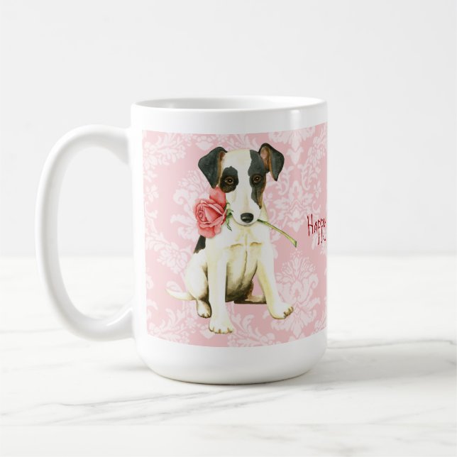 Valentine Rose Smooth Fox Terrier Coffee Mug (Left)