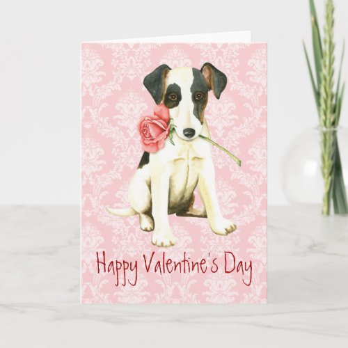 Valentine Rose Smooth Fox Terrier Holiday Card