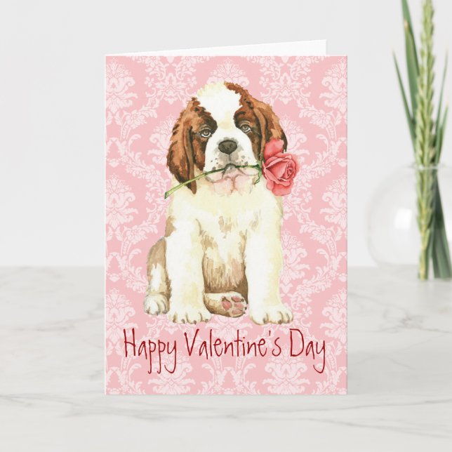 Valentine Rose St. Bernard Holiday Card (Front)